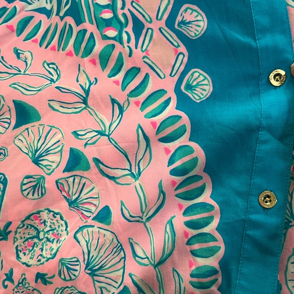 NWT Lilly Pulitzer Lilly Waterya Waiting For Turquoise Teal Natalie Coverup - Picture 7 of 7